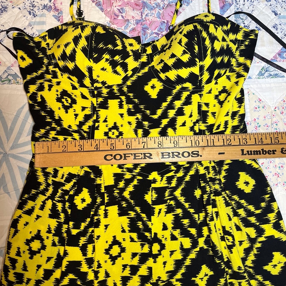 Material Girl Yellow and Black shorts romper - Picture 8 of 9